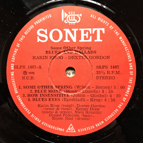 Karin Krog & Dexter Gordon : Some Other Spring Blues And Ballads (LP)