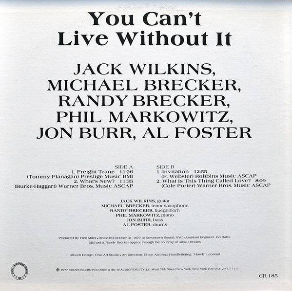 Jack Wilkins ~ You Can't Live Without It (Vinyl) - Djungel & Jazz