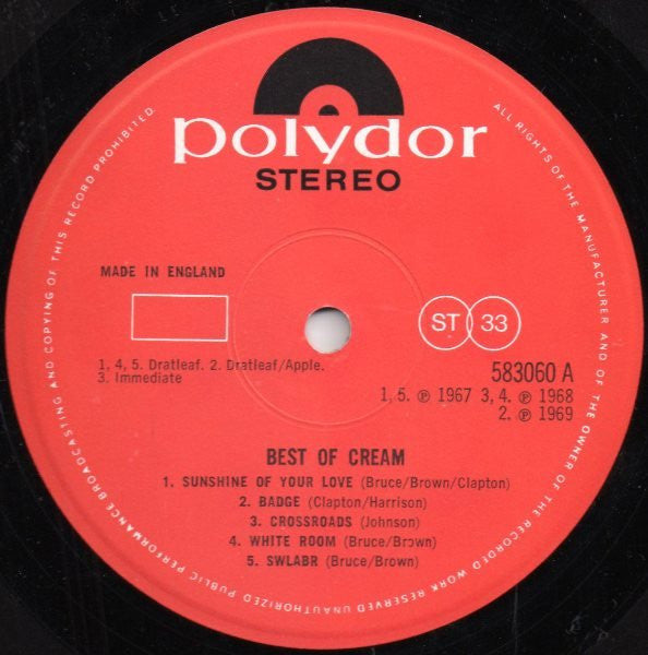 Cream  ~ Best Of Cream (Vinyl) - Djungel & Jazz