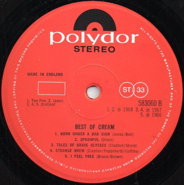 Cream  ~ Best Of Cream (Vinyl) - Djungel & Jazz