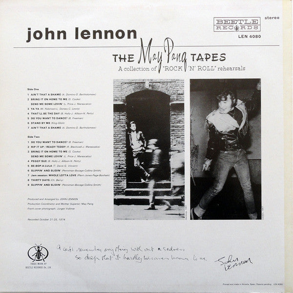 John Lennon ~ The May Pang Tapes (Vinyl) - Djungel & Jazz