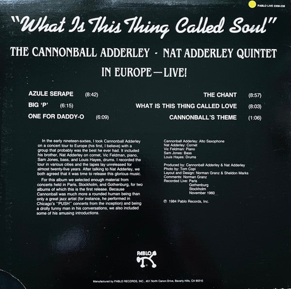 The Cannonball Adderley Quintet ~ What Is This Thing Called Soul (In Europe - Live!) (Vinyl) - Djungel & Jazz