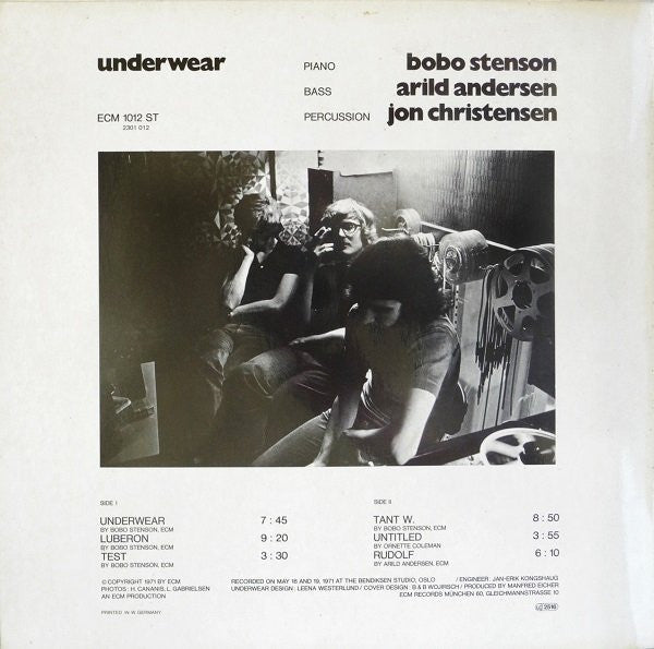 Bobo Stenson / Arild Andersen / Jon Christensen ~ Underwear (Vinyl) - Djungel & Jazz