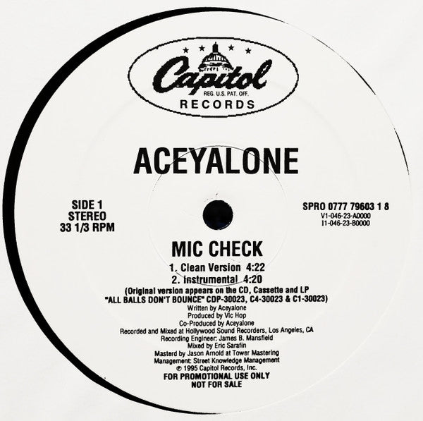 Aceyalone : Mic Check (12", Promo)