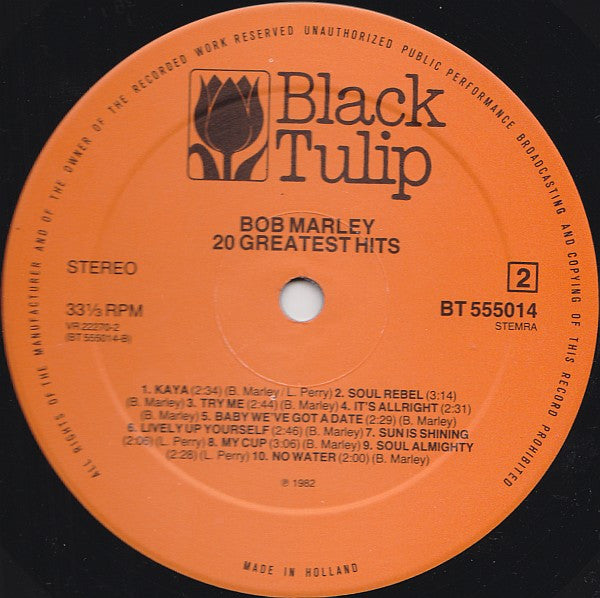 Bob Marley & The Wailers ~ 20 Greatest Hits (Vinyl) - Djungel & Jazz