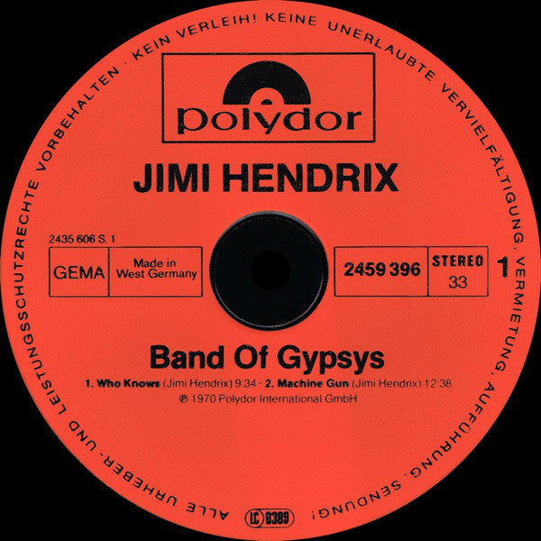 Hendrix* : Band Of Gypsys (LP, Album, RE)