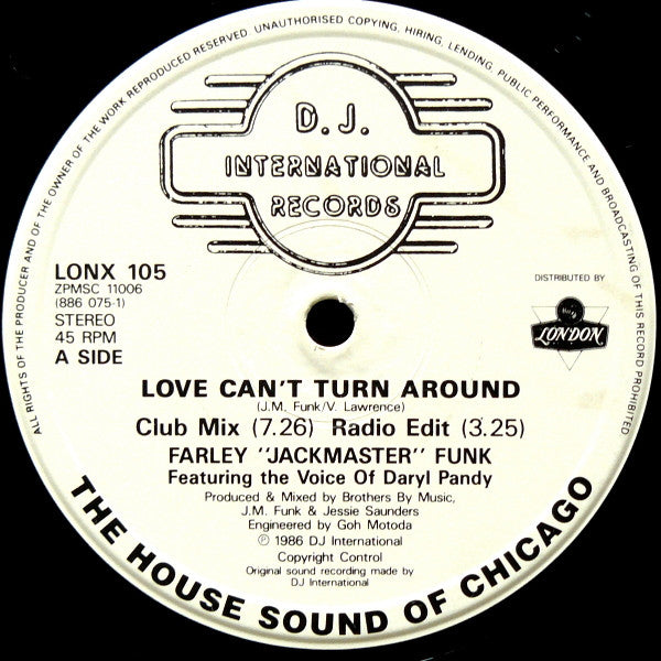 Farley "Jackmaster" Funk & Jessie Saunders ~ Love Can't Turn Around (Vinyl) - Djungel & Jazz