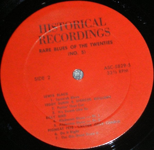 Various : Rare Blues Of The Twenties No. 5 1927-1930 (LP, Comp, Ltd, Bro)