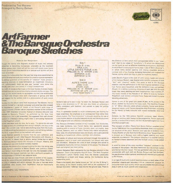 Art Farmer & The Baroque Orchestra ~ Baroque Sketches (Vinyl) - Djungel & Jazz