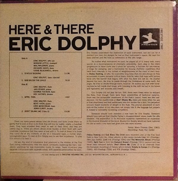 Eric Dolphy : Here And There (LP, Album, RE, RM)