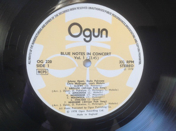 Blue Notes ~ Blue Notes In Concert - Volume 1 (Vinyl) - Djungel & Jazz