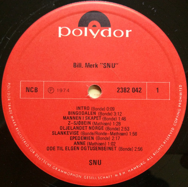 Snu ~ Bill. Mrk "Snu" (Vinyl) - Djungel & Jazz