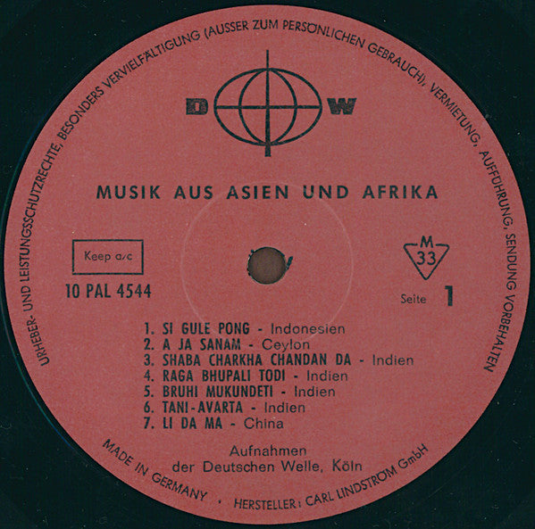 Various : Musik Aus Asien Und Afrika (10", Comp)