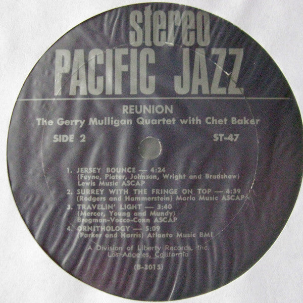 Gerry Mulligan : Reunion With Chet Baker (LP, Album, RE)