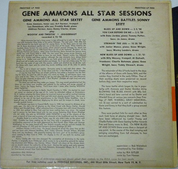 Gene Ammons : All Star Sessions (LP, Album, Mono, RM)