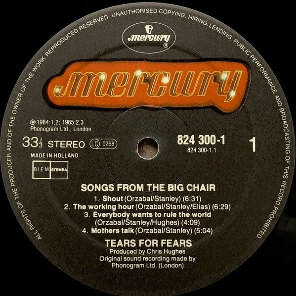 Tears For Fears ~ Songs From The Big Chair (Vinyl) - Djungel & Jazz