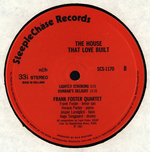 Frank Foster Quartet ~ The House That Love Built (Vinyl) - Djungel & Jazz