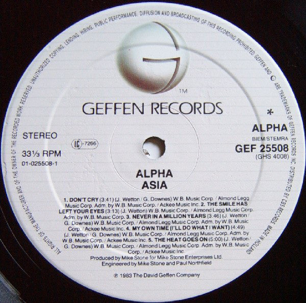 Asia (2) : Alpha (LP, Album)