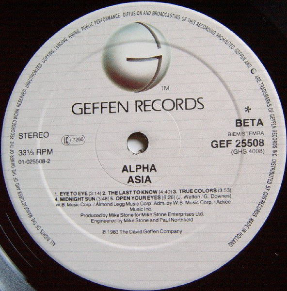 Asia (2) : Alpha (LP, Album)