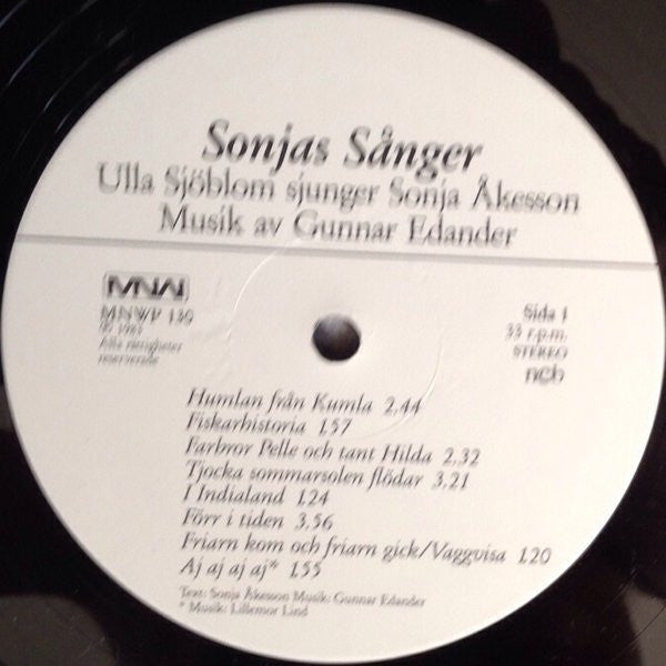 Ulla Sjöblom ~ Sonjas Sånger (Ulla Sjöblom Sjunger Sonja Åkesson) (Vinyl) - Djungel & Jazz