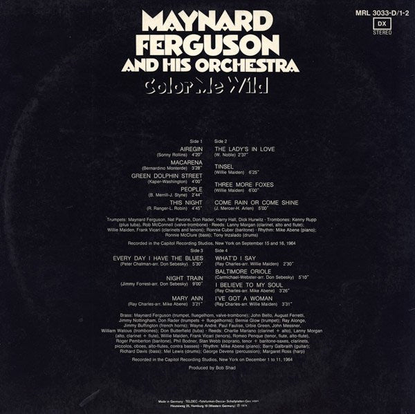 Maynard Ferguson And His Orchestra ~ Color Me Wild (Vinyl) - Djungel & Jazz