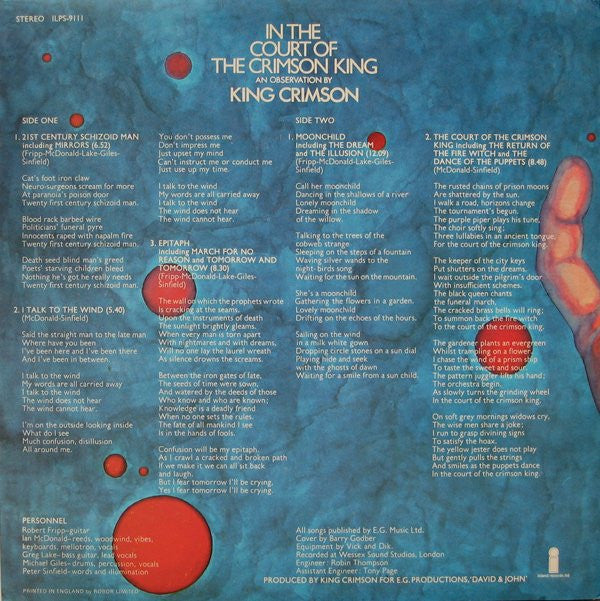 King Crimson ~ In The Court Of The Crimson King (An Observation By King Crimson) (Vinyl) - Djungel & Jazz