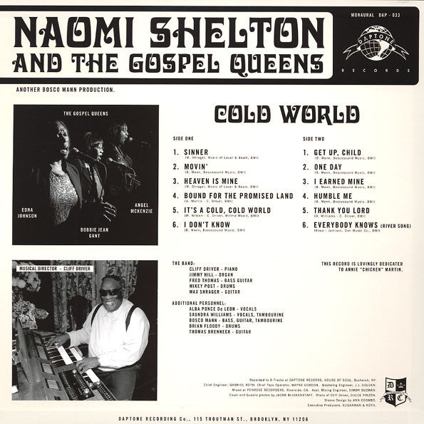 Naomi Shelton And The Gospel Queens : Cold World (LP, Album, Mono)