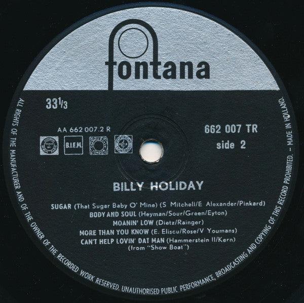 Billie Holiday : Billie Holiday (10", Comp)