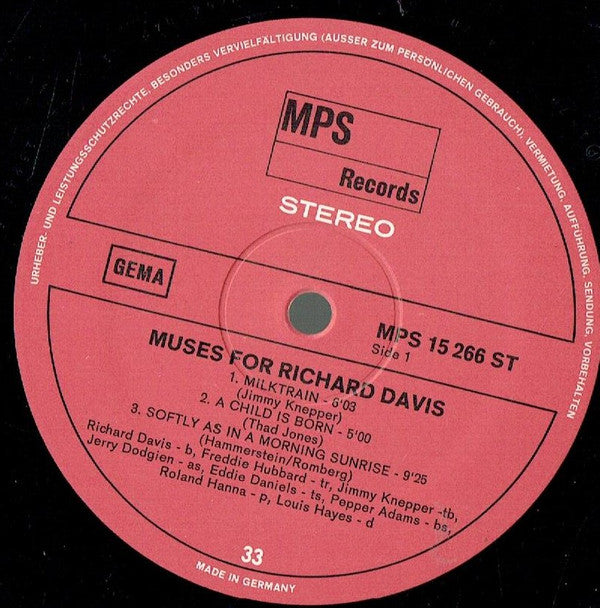 Richard Davis  ~ Muses For Richard Davis (Vinyl) - Djungel & Jazz