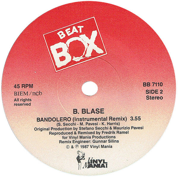 B. Blase ~ Bandolero (Swedish Remix) (Vinyl) - Djungel & Jazz