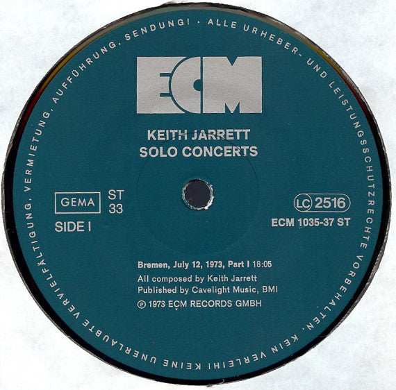 Keith Jarrett ~ Solo Concerts: Bremen / Lausanne (Vinyl) - Djungel & Jazz