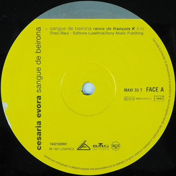 Cesaria Evora : Sangue De Beirona (Remix De François K) (12", Maxi)