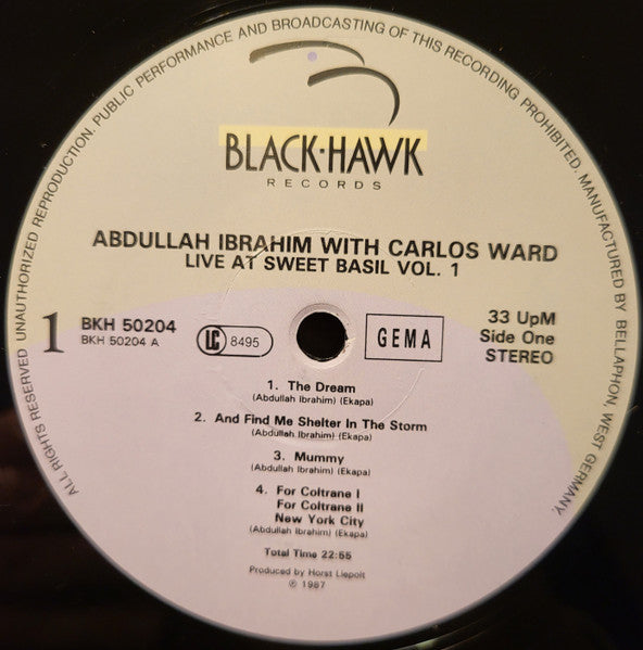 Abdullah Ibrahim With Carlos Ward ~ Live At Sweet Basil Vol. 1. (Vinyl) - Djungel & Jazz