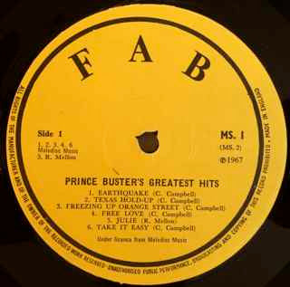 Prince Buster : Fabulous Greatest Hits (LP, Comp, RE)