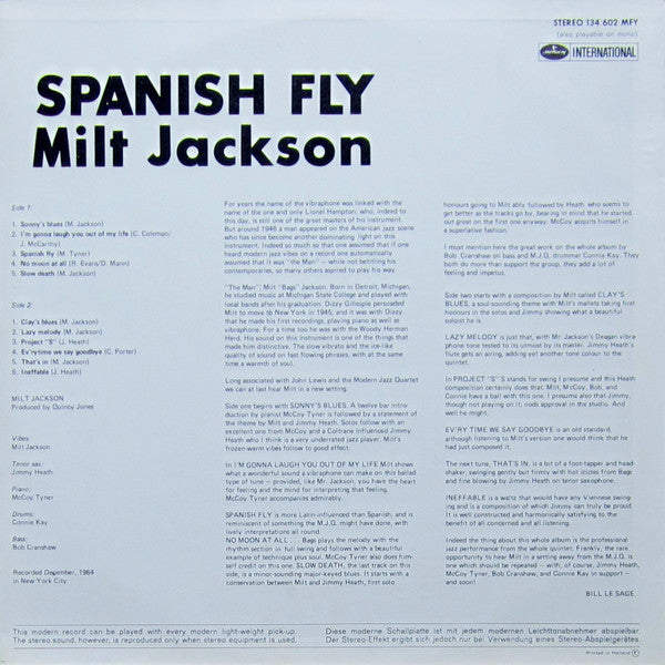 Milt Jackson ~ Spanish Fly (Vinyl) - Djungel & Jazz