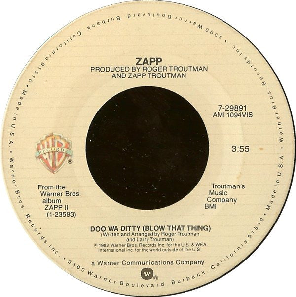 Zapp ~ Doo Wa Ditty (Blow That Thing) / Come On (Vinyl) - Djungel & Jazz