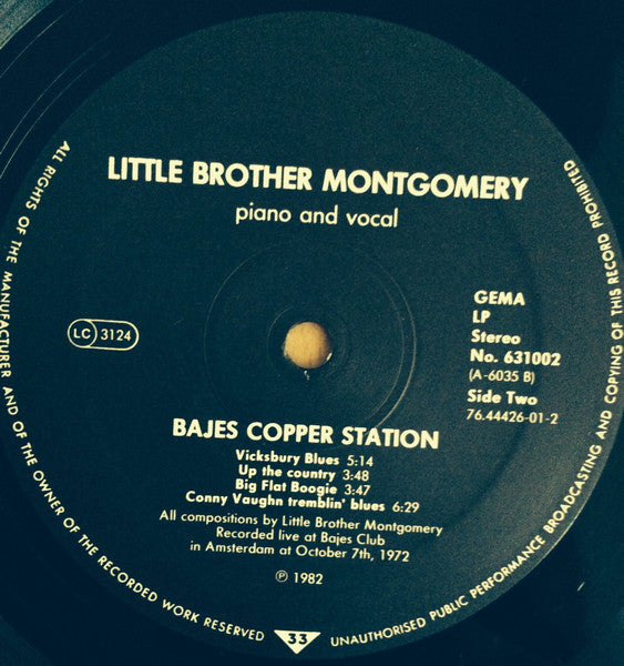 Little Brother Montgomery ~ Bajez Copper Station (Vinyl) - Djungel & Jazz