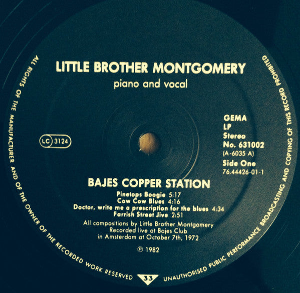 Little Brother Montgomery ~ Bajez Copper Station (Vinyl) - Djungel & Jazz