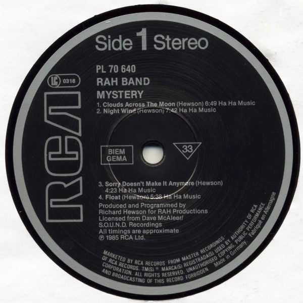 RAH Band ~ Mystery (Vinyl) - Djungel & Jazz