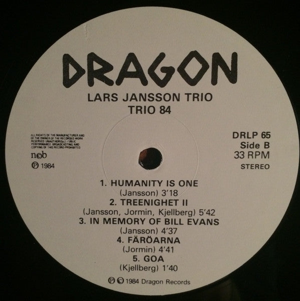 Lars Jansson Trio ~ Trio 84 (Vinyl) - Djungel & Jazz