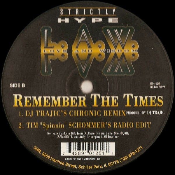 L.A.W. Love And Wisdom ~ Remember The Times (Vinyl) - Djungel & Jazz