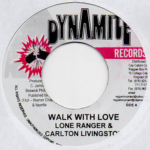 Lone Ranger & Carlton Livingston : Walk With Love (7", RE)