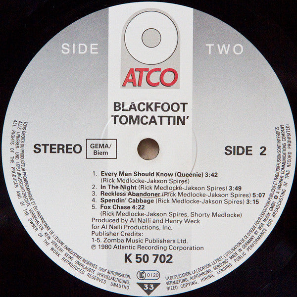 Blackfoot  ~ Tomcattin' (Vinyl) - Djungel & Jazz