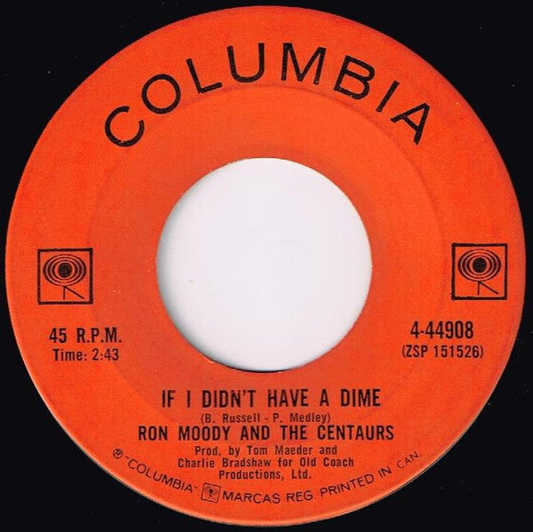 Ron Moody And The Centaurs ~ If I Didn't Have A Dime / The New Breed (Vinyl) - Djungel & Jazz