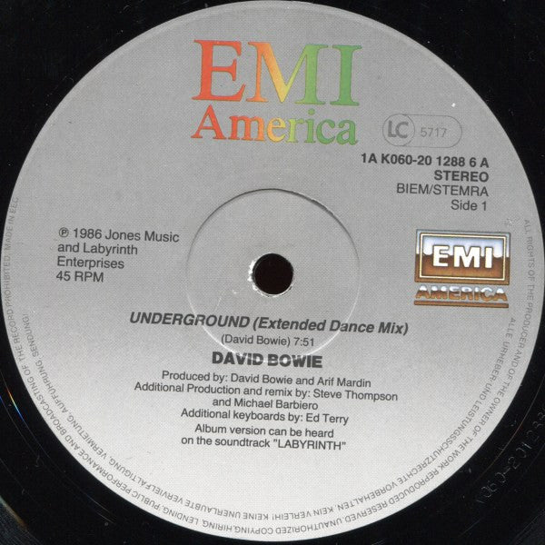 David Bowie ~ Underground (Extended Dance Mix) (Vinyl) - Djungel & Jazz