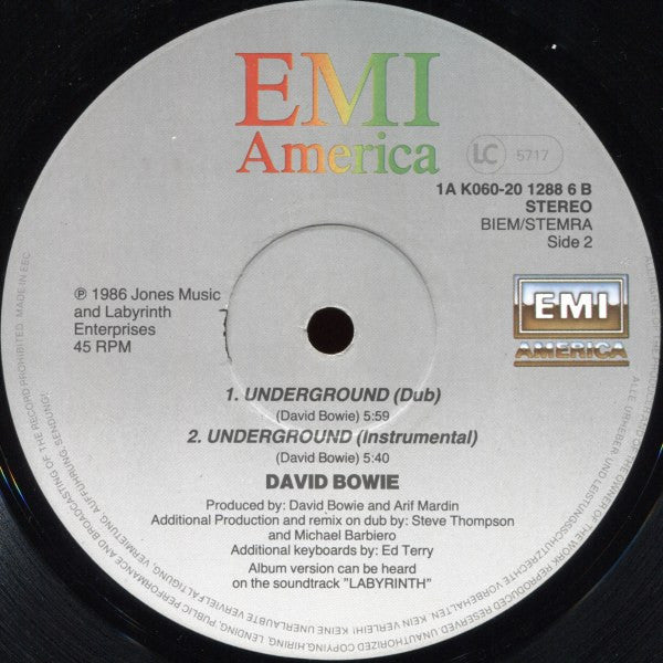 David Bowie ~ Underground (Extended Dance Mix) (Vinyl) - Djungel & Jazz