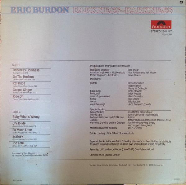 Eric Burdon ~ Darkness - Darkness (Vinyl) - Djungel & Jazz