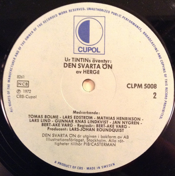 Hergé ~ Tintin: Den Svarta Ön (Vinyl) - Djungel & Jazz