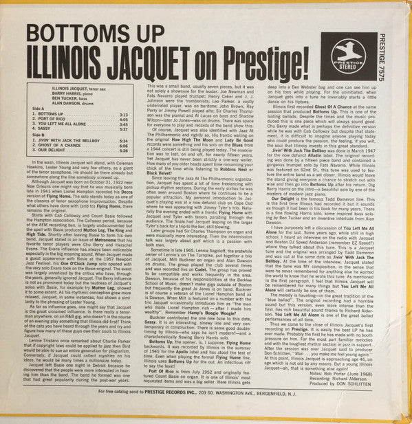 Illinois Jacquet : Bottoms Up - Illinois Jacquet On Prestige! (LP, Album)