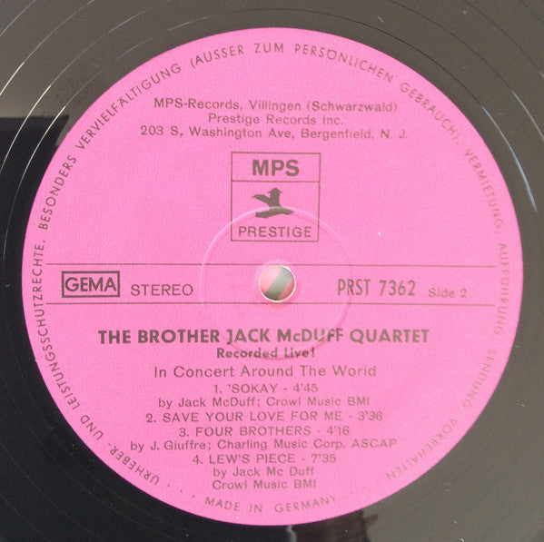 The Brother Jack McDuff Quartet : The Concert McDuff (LP)